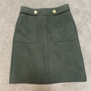 Green faux suede Loft pencil skirt